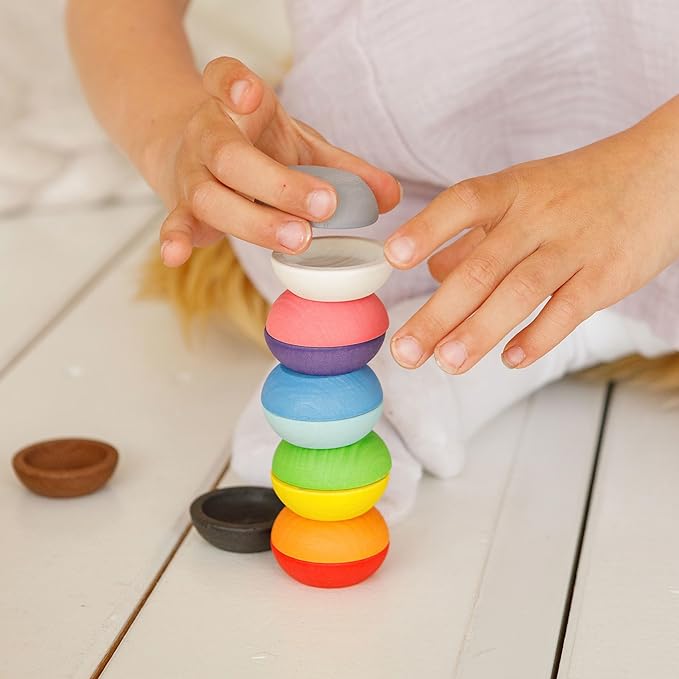 Ulanik Balls on Plates Toddler Montessori Toys for 1+ Year Old Kids Wooden Matching Game for Learning Color Sorting and Counting — 12 Balls, 1.18 in