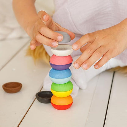 Ulanik Balls on Plates Toddler Montessori Toys for 1+ Year Old Kids Wooden Matching Game for Learning Color Sorting and Counting — 12 Balls, 1.18 in