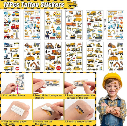 Winrayk Construction Party Favors Construction Birthday Party Supplies, Construction Truck Toy Gift Bag Bracelet Keychain Tattoo Sticker, Kids Construction Games Prize Pinata Filler Goody Bag Stuffers