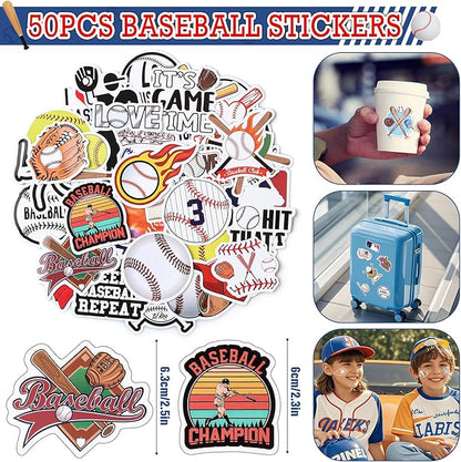 Winrayk 99Pcs Baseball Party Favors Birthday Supplies for Kids, Acrylic Keychain Paper Bag Silicone Bracelet Gift Card Sticker, Goodie Stuffer Teen Girls Boys Sports Baseball Themed Party Favors Decor