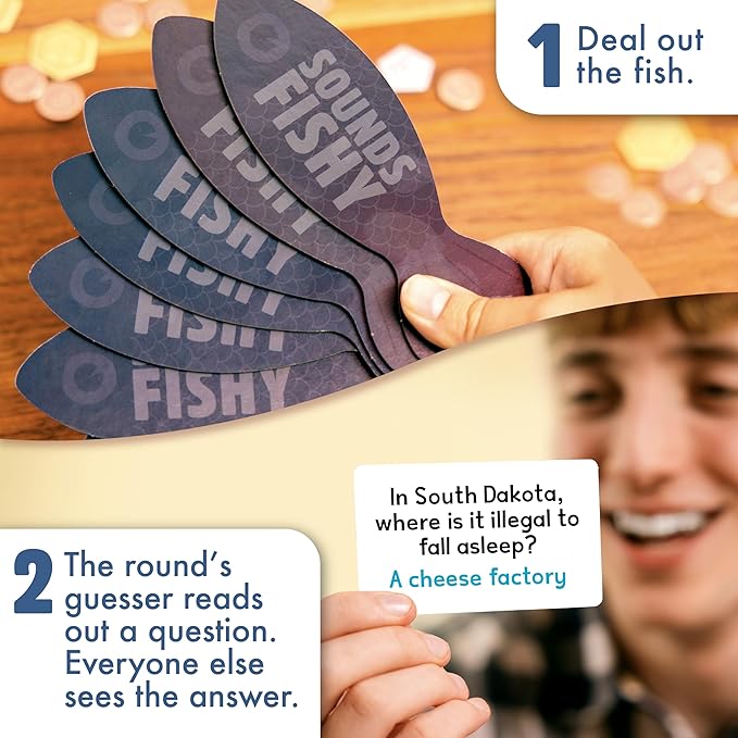 Big Potato Sounds Fishy Board Game: The Bluffing Family Game for Kids 10+ - Best New Family Quiz Games, Trivia Games for Groups of People