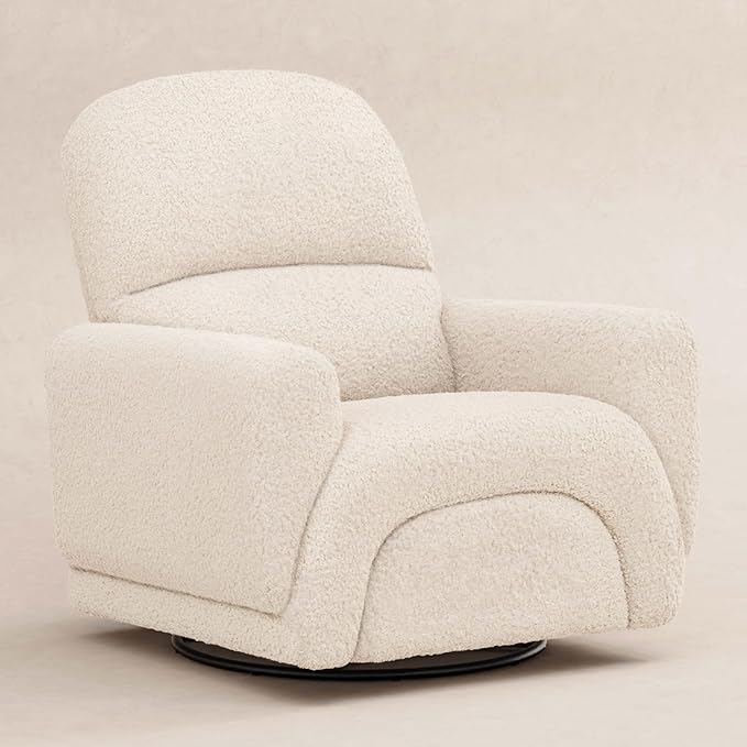 Babyletto Rainbow Recliner and Swivel Glider in Almond Teddy Loop, Greenguard Gold Certified and CertiPUR-US® Certified