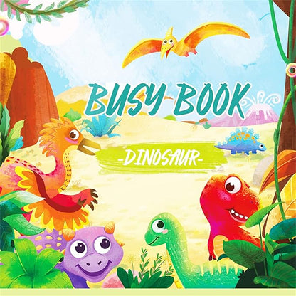 TIIANO Montessori Dinosaur Busy Book for Toddlers - Educational Learning Toy for 3-5 Year Old Boys and Girls, Perfect Birthday or Easter Gift