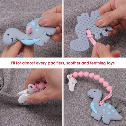 4-Pack Silicone Pacifier Clips with One-Piece Beads for Baby Boys