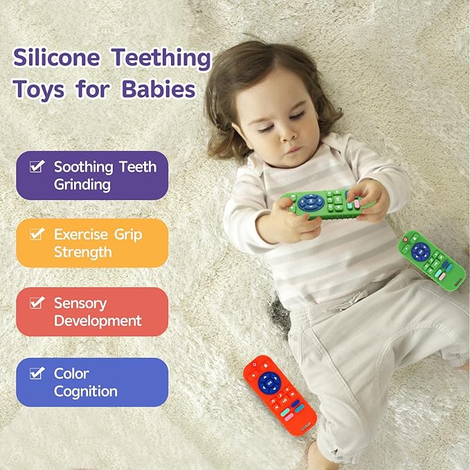 Hooku 2 Pack Silicone Teethers for Babies 0-6 Months, Teething Toys for Babies 6-12 Months 0-3 Months,