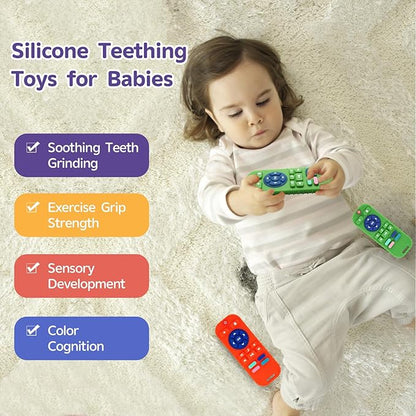 Hooku 2 Pack Silicone Teethers for Babies 0-6 Months, Teething Toys for Babies 6-12 Months 0-3 Months,