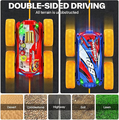 Light Up Toy Cars for Toddlers,Transparent Gear Car Toy for Kids with Cool Light and Double-Sided Flip