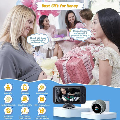 Baby Car Camera for Backseat 1080P - HD Crystal Night Vision, Easy to Install, 360° Rotation, Protect Baby's Eye, Perfect for Grey Car Interiors, Rear Facing Backseat Camera for Newborn, Infant, Kids