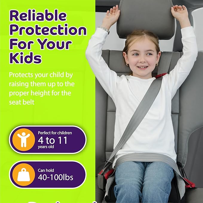 Bubblebum Booster Car Seat, Inflatable Booster Seat for Kids, Travel Carseat, Backless Portable Child Safety Seats for Car, Inflatable Seats for Cars 40-100 lbs, for 4 Year Old + Toddler, Kid - Black