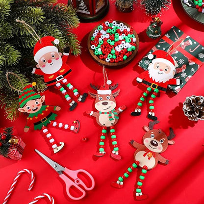 Valentine's Day Sign Craft Kits Kids Beads DIY Wood Ornament Holiday Party Favors Art Activities Decoration Making Red Green Beaded Supply Gifts Projects Assembly Game Themed Boys Girls