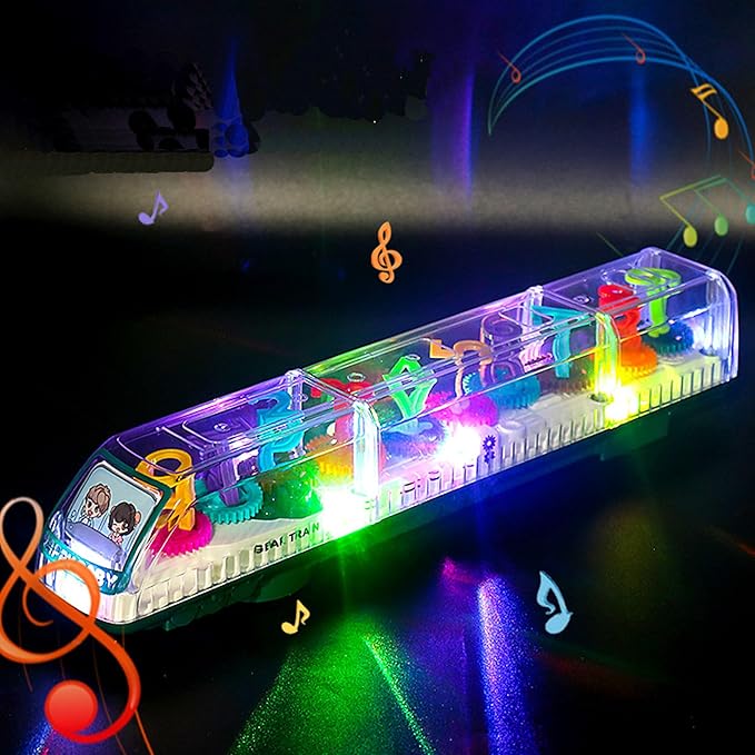 DISSONA Transparent Gear Toys for Kids with Electronic Light & 3-8 Boys (train1)