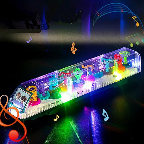 DISSONA Transparent Gear Toys for Kids with Electronic Light & 3-8 Boys (train1)