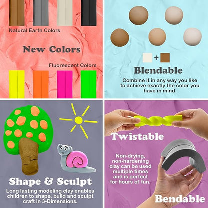 BAZIC Modeling Clay Natural Earth Color 1 LB, Modeling Dough Non Toxic Gift for Artist Kids, Bulk for Classroom, 1-Pack