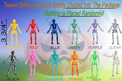 UpBrands 72 Stretchy Skeleton Toys, Party Favors for Kids, Bulk Set, 12 Colors, Kit for Easter Egg Basket Stuffers, Halloween Goodie Bags, Pinata Filler, Small Classroom Prizes