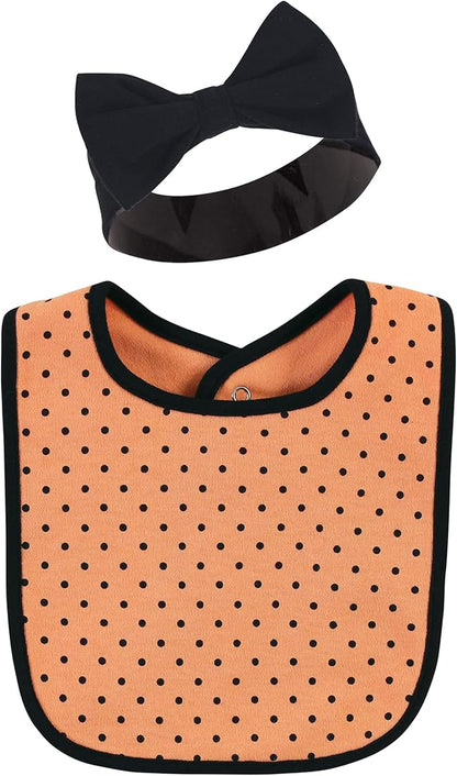 Hudson Baby Unisex BabyCotton Bib and Headband or Caps Set