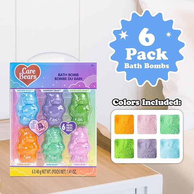 Care Bears 6 Pack Bubblegum Scented Bath Bombs - Ages 3+ Character Molded Bath Bombs – Fun & Bright Colors