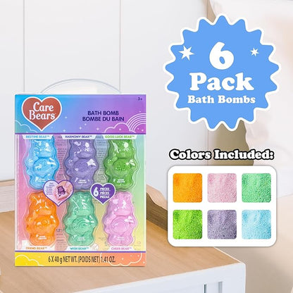 Care Bears 6 Pack Bubblegum Scented Bath Bombs - Ages 3+ Character Molded Bath Bombs – Fun & Bright Colors