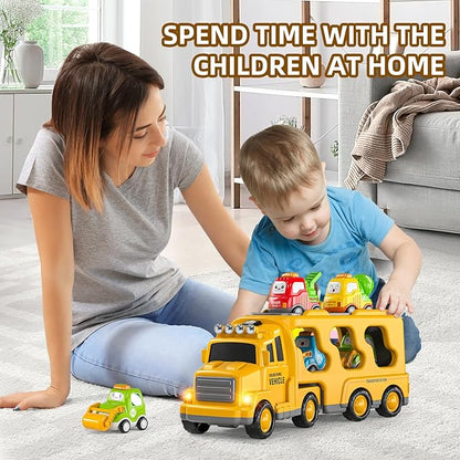 TEMI Construction Vehicle for 3 4 5 6 7 8 Years Old Kids - Toy Trucks for Toddler,Boy Toys 3-5,Playset Toys,Gift