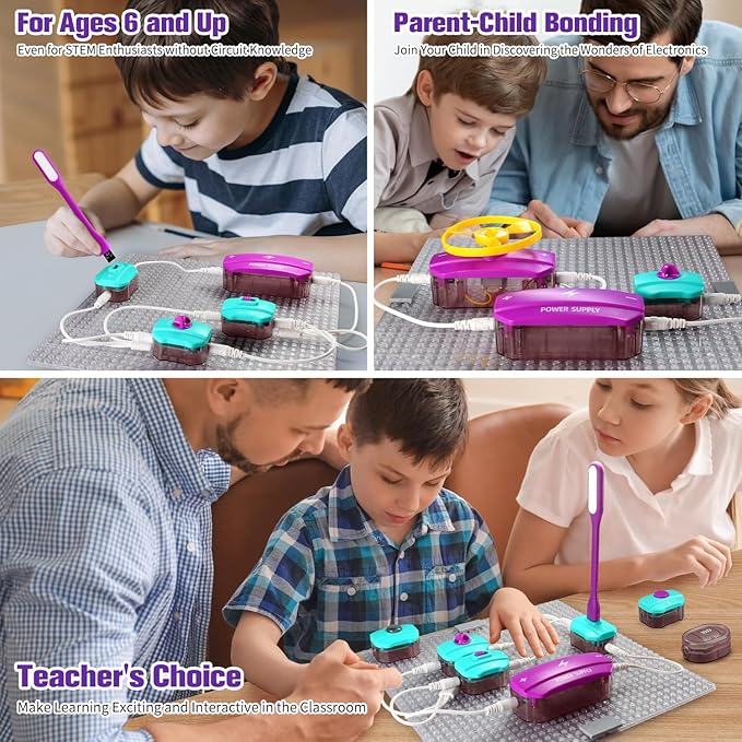 BATURU Stem Circuits Kits for Kids, Science Kits for Kids Age 8-12 5-7 4-8, 40 Electronics Exploration Kit, STEM Gifts Toys for Teenage Boys Girls