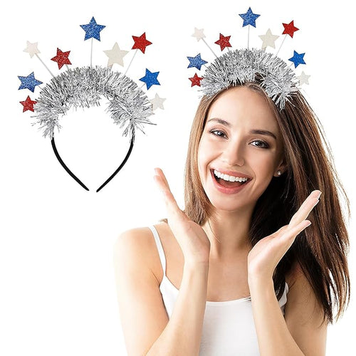 4th of July Decorations Headband - 1Pcs Glitter Red Blue