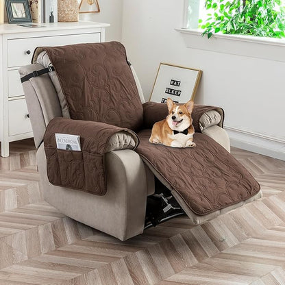 100% Waterproof Recliner Chair Cover, Recliner Chair Covers for Reclining Chair, Non-Slip Fabric Recliner Couch Cover for Living Room, for Pets Kids Protector, Washable