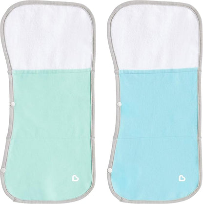 MunchkinÂŽ TheraBurpee: 2 Pack Burp Cloths with Built-in Pockets, for use with Colic & Fever Rescue Kit 1 Blue, 1 Mint,2 1)
