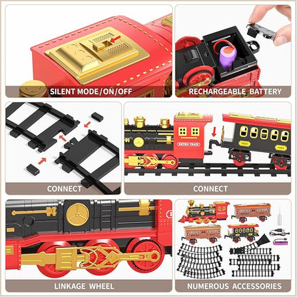 TEMI Train Set for Kids Toddlers 3-5, Train with Steam Engine 4-7 Years