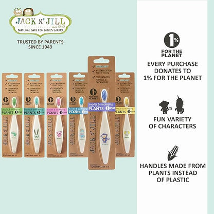 Jack N' Jill Kids Toothbrush - Extra Soft Bristle Toothbrush for Kids, Handle & Packaging Made from Plants (Corn), Ergonomic Handle for Little Hands - Bunny Baby, Toddler, & Kids Toothbrush (2 Pack)