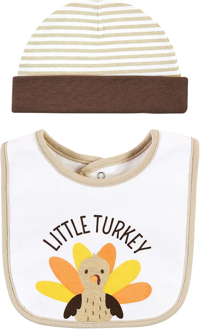 Hudson Baby Unisex BabyCotton Bib and Headband or Caps Set