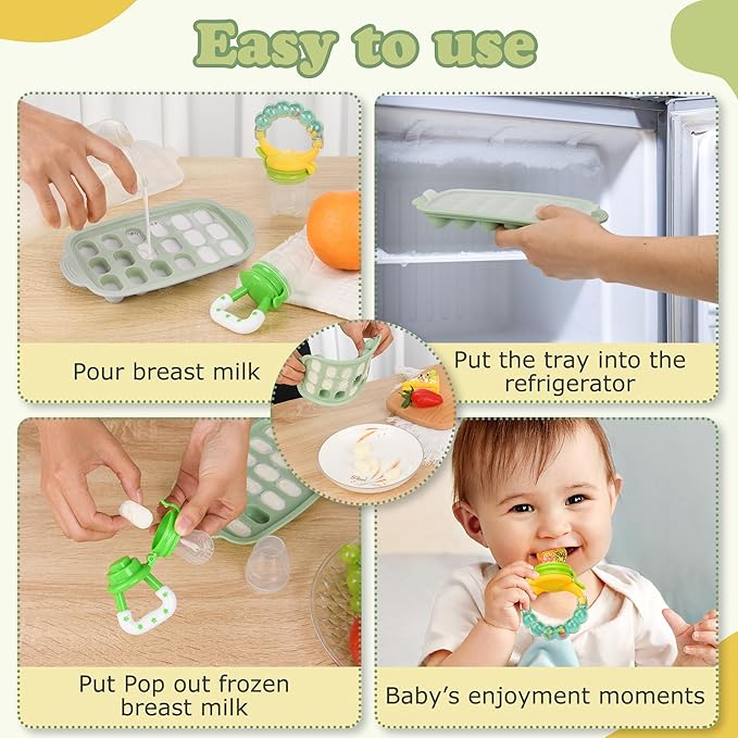 Baby Fruit Feeder & Baby Breastmilk Popsicle Molds-WAJIAYON Silicone Baby