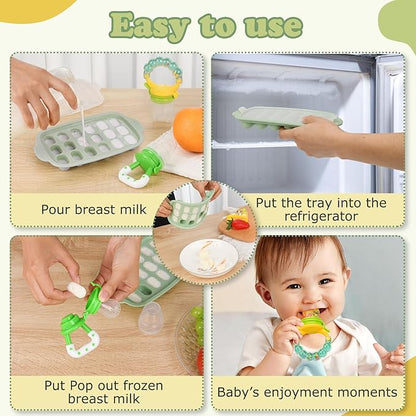 Baby Fruit Feeder & Baby Breastmilk Popsicle Molds-WAJIAYON Silicone Baby