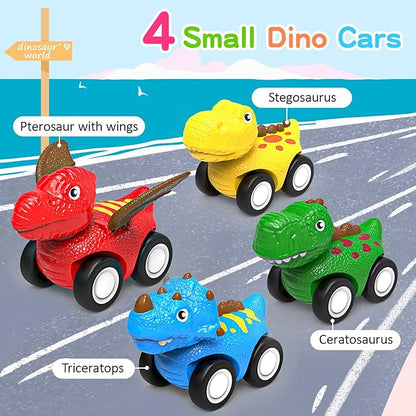 Toys for 1 2 3 4 Year Old Boys Girls, 5 in 1 Toy Trucks for Boys Age 2-3 with 4 Dinosaur Toy Cars for Toddlers 1-3