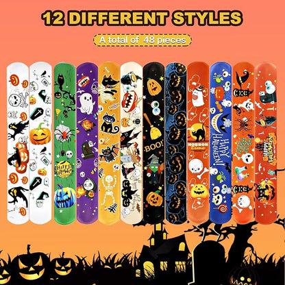 48 PCS Christmas Slap Bracelets Christmas Toys for Kids Boys Girls Toddlers Christmas Party Favors Stocking Stuffers Gifts