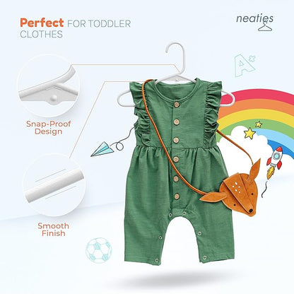 60pk Made in USA Baby Hangers | Kids Hangers for Children's Clothes, Toddler Outfits and Clothing | 20 50 100 Pack Available | Kid Plastic Hanger for Closet and Nursery | Child Kid Hangars (Peach)