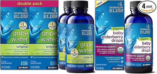 Mommy's Bliss Gripe Water Original 4 Fl Oz (Pack of 2) with 3 Fl 1)