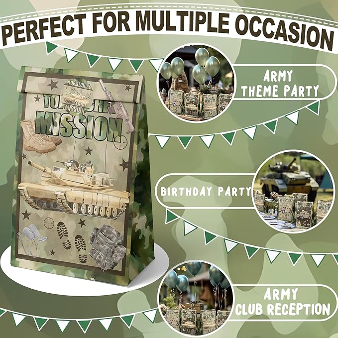 camouflage Party Favor Bags Army Goodie Bags Army Party Favors for Kids camo Birthday Party Supplies