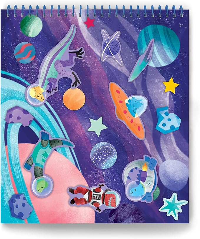 Sticker It Up! - Dinos Go to Space - Repositionable Stickers with 8 Backgrounds & Over 300 Stickers - Mess Free and Travel Friendly for Kids Ages 3 and Up