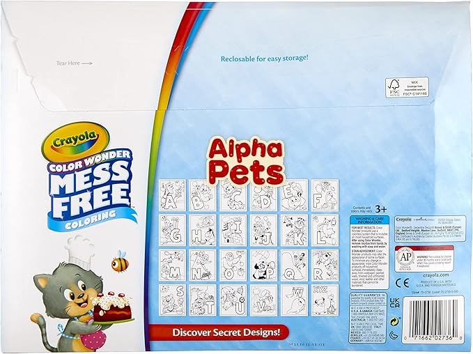Crayola Color Wonder Alpha Pets, Mess Free Coloring for Toddlers, Alphabet Coloring Pages, Toddler Activity, Gift for Kids, Ages 3+ [Amazon Exclusive]