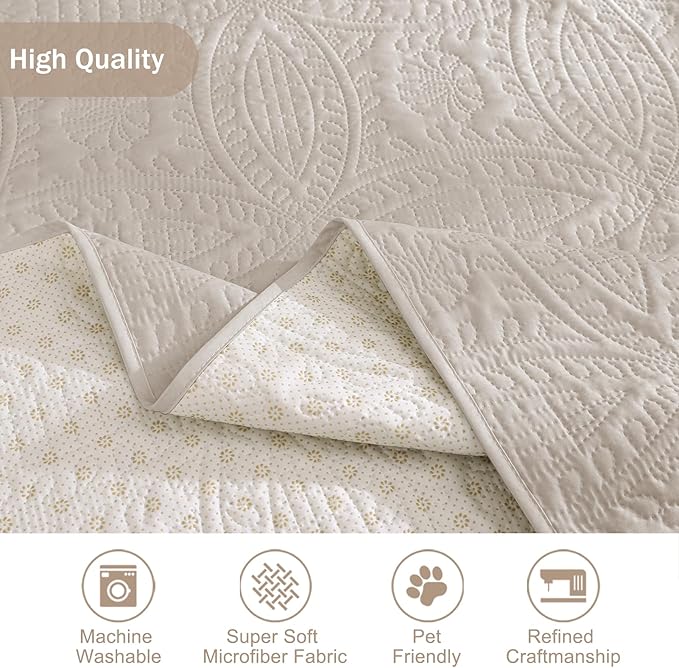 Beige Loveseat Covers for 2 Cushion Couch, Water-Repellent Covers for Loveseat, Machine Washable Love Seat Quilted Couch Covers, Pet Friendly Loveseat Slipcovers (Loveseat 48", Beige Cream)
