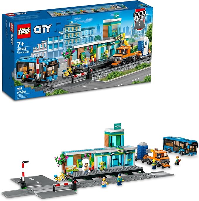 LEGO City Train Station Building Toy Set - Pretend Play Set for Kids, Boys & Girls, Ages 7+ - with Bus, Rail Truck, & Tracks - Compatible with Other City Sets - Gift Ideas for Birthdays - 60335