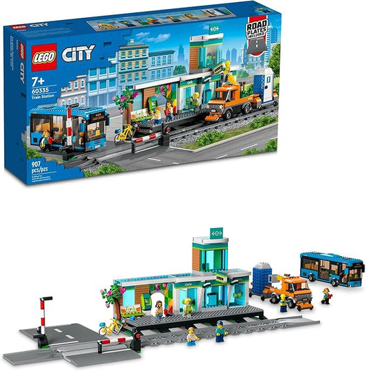 LEGO City Train Station Building Toy Set - Pretend Play Set for Kids, Boys & Girls, Ages 7+ - with Bus, Rail Truck, & Tracks - Compatible with Other City Sets - Gift Ideas for Birthdays - 60335