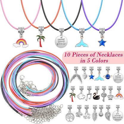 Thrilez DIY Bracelet Making Kit for Girls, 97Pcs Charm Bracelets Kit with Beads, Pendant Charms, Bracelets and Necklace String for Bracelets Craft & Necklace Making, Gift Idea for Kids and Girls