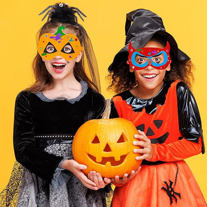 Winlyn 24 Sets Halloween Masks Craft Kits Halloween Face Masks DIY Foam Halloween Party Mask Art Sets Halloween Ghost Monster Mummy Face Stickers for Kids Classroom Activities Halloween Party Treats