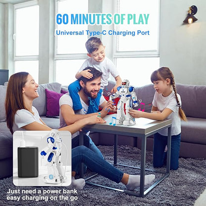 VEVOR RC Robot Toys for Kids, Gesture Sensing Programmable Remote Control Smart Robot, Interactive Walking Singing Dancing Robot for Age 3+ Year Old Boys Girls Birthday Gift Present