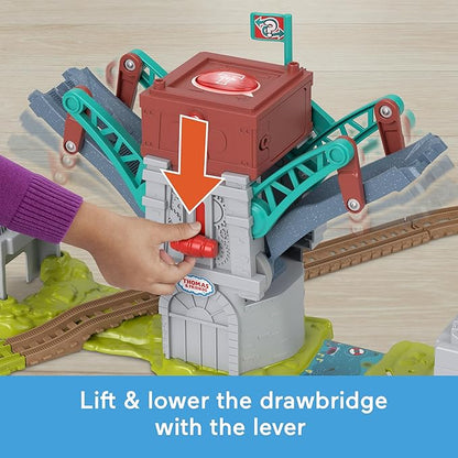 Thomas & Friends Toy Train Set Talking Bulstrode & Which-Way Bridge Track Playset with Sounds & Percy Engine for Kids Ages 3+ Years