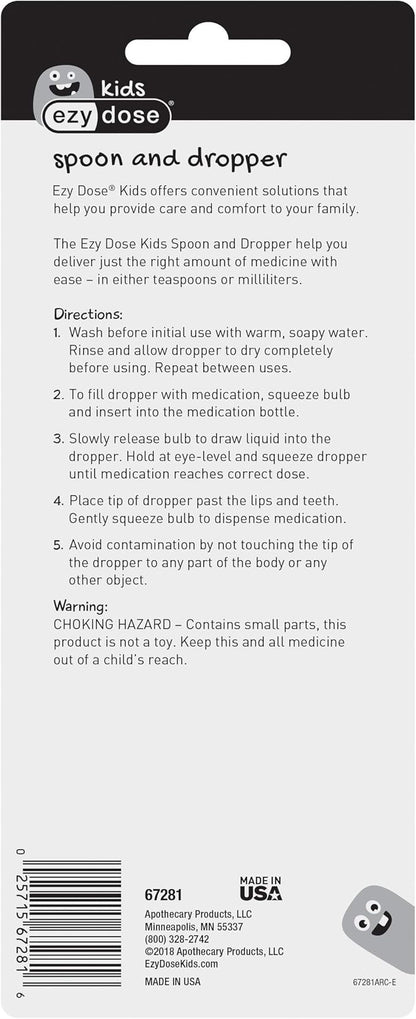 EZY DOSE Kids Oral Liquid Medicine Dropper and Spoon Kit For Baby & Toddler, Deliver Correct Dose 5mL/1 TSP 2 Piece
