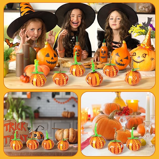 BeYumi 30Pcs Thanksgiving Paper Strip Pumpkin Craft Kit DIY Fall Gratitude Pumpkin Thankful Crafts Autumn Holiday Religious Crafts Decor Home School Classroom Party Fun Activities for Kids