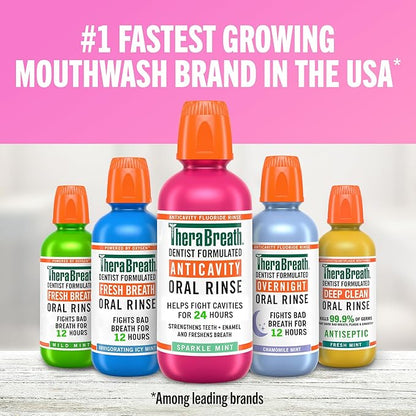 TheraBreath Kids Anticavity Fluoride Oral Rinse, Strengthens Teeth & Enamel, Alcohol Free & Dye Free, Certified Organic Bubblegum Blast Flavor, 16 Fl oz