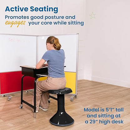ECR4Kids ACE Active Core Engagement Wobble Stool, 18-Inch Seat Height, Flexible Seating, Black
