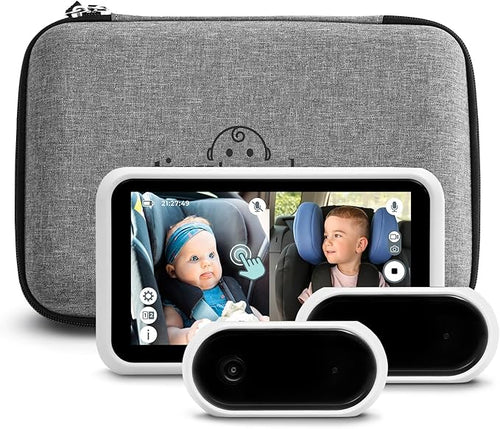 Tiny Traveler Baby Car Camera for 2 Kids, 5” Touch Screen Baby Car Monitor, No WiFi Baby Camera for Car Home Travel Roadtrip – Rear-Facing Car Seat Monitor Night Vision Baby Reminder Alert - Black